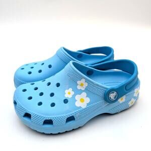 Crocs Grade School Classic Daisy Tinted Glass Clogs Kids' Blue Size USJ1 EU16
